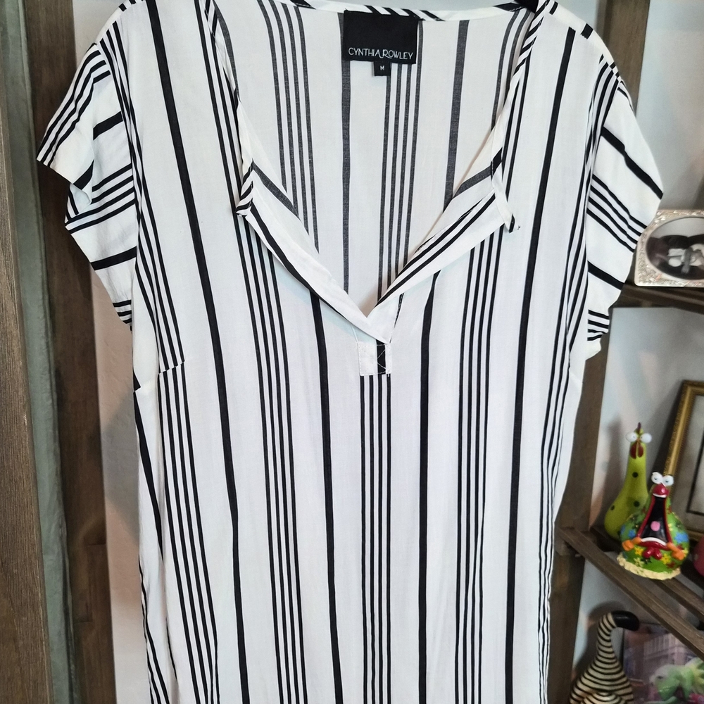 Cynthia Rowley Women's Top with Black and White Stripes #0157